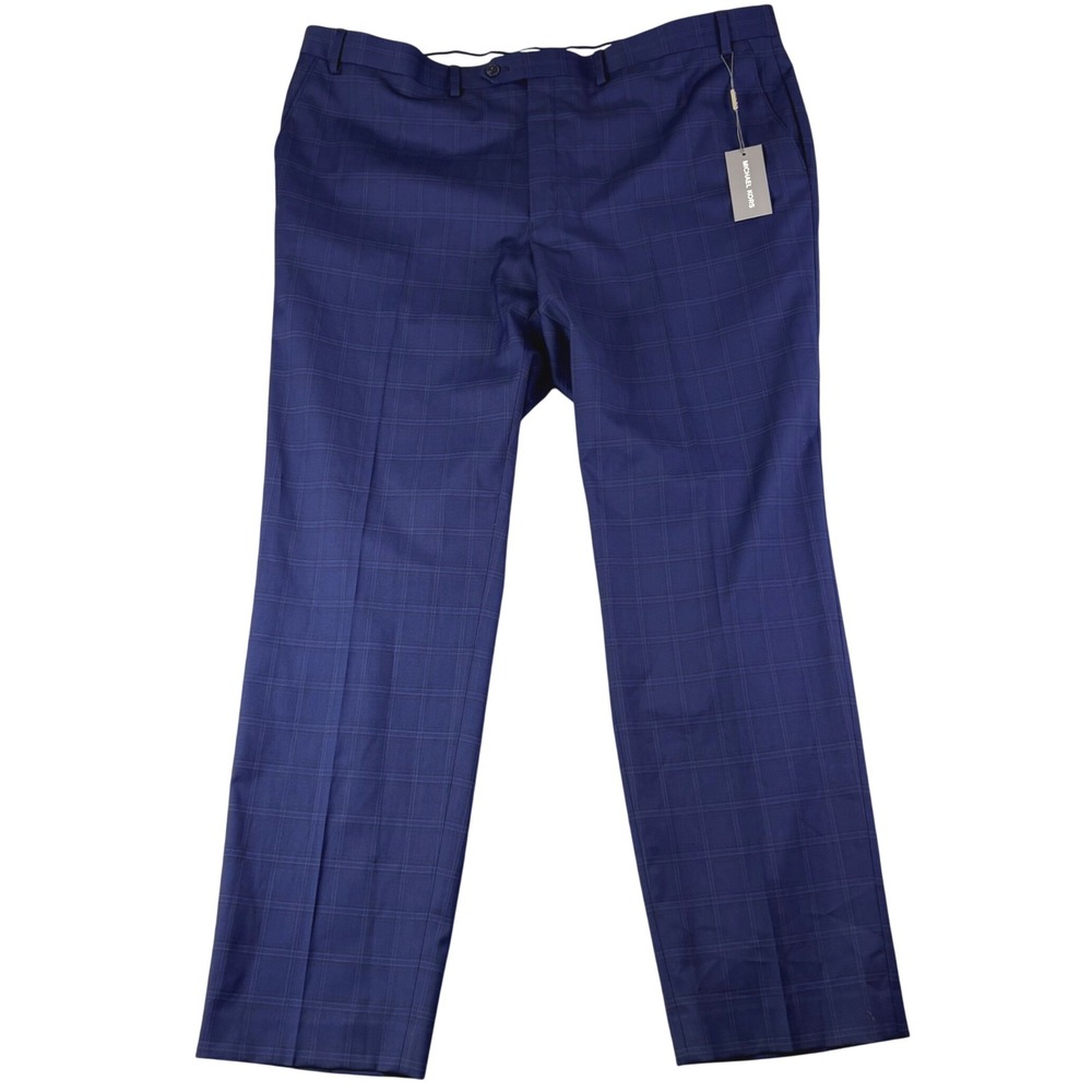 Michael Kors Mens 44W 32L‎ Blue Plaid Modern Fit Suit Pants Dress Trousers NWT